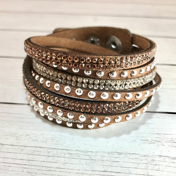 Jewelry - Faux Leather Wrap Bracelet-Brown